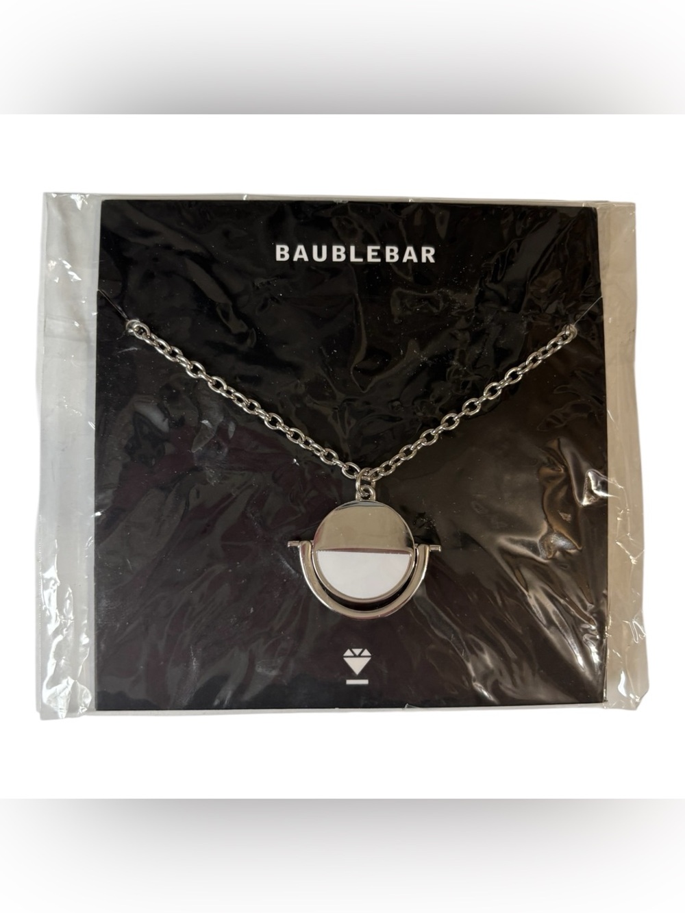 BaubleBar Silver White Circular Pendant Necklace NWT